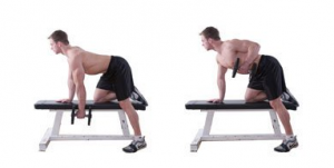 Тяга гантели в наклоне